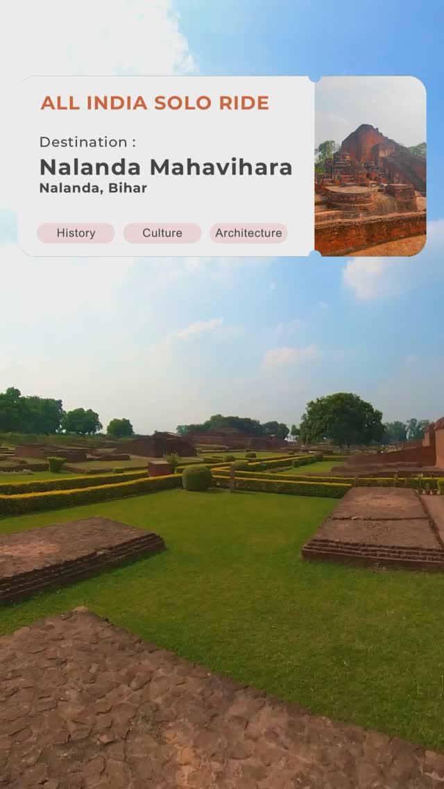 All India Ride Part - 48 📍Nalanda: The Ancient University of Knowledge and Wisdom

One of the greatest centers of learning in ancient history and a symbol of India’s intellectual and cultural heritage
Located in modern-day Bihar, Nalanda University flourished between the 5th and 12th centuries and was a renowned hub for scholars from across the world
This ancient seat of knowledge is now a UNESCO World Heritage Site and continues to inspire awe with its architectural marvels and historical significance