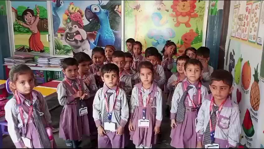 Action words Activity by LKG students in Navdeep Public Sr. Sec. School Galore - AT Budhwin Distt Hamirpur