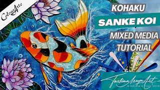 146 ColourArte Carnival of Colours 2024 🎉🎡🎪🎠🐠🍭 Mixed Media Art on Canvas Koi Fish | Taslima Maya Art